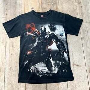 Early 2000s Marvel War Machine Black Tee - Faded Y2K Iron Man Shirt